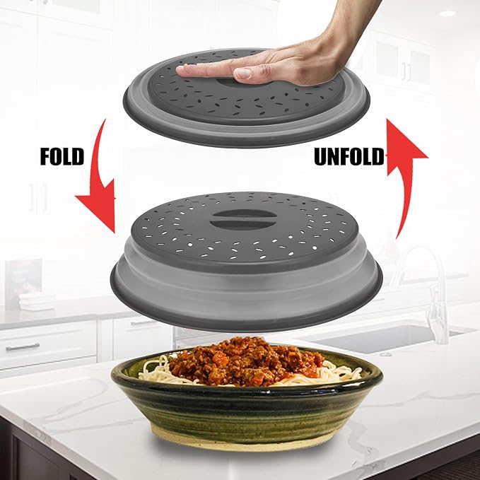 Microwave Cover for Food, Collapsible Microwave Splatter Cover Made of TPR - Image 4