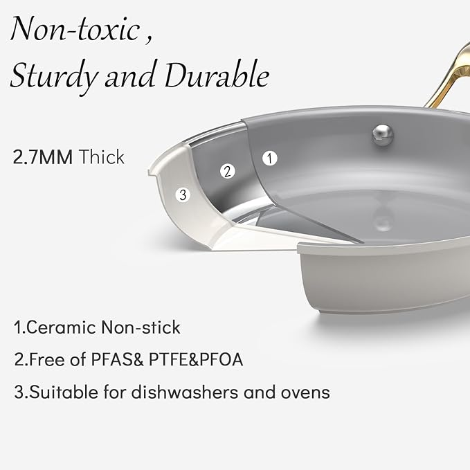 10-Inch Ceramic Non-Stick Cookware Set, 8-in-1 Multifunctional Cookware - Image 2