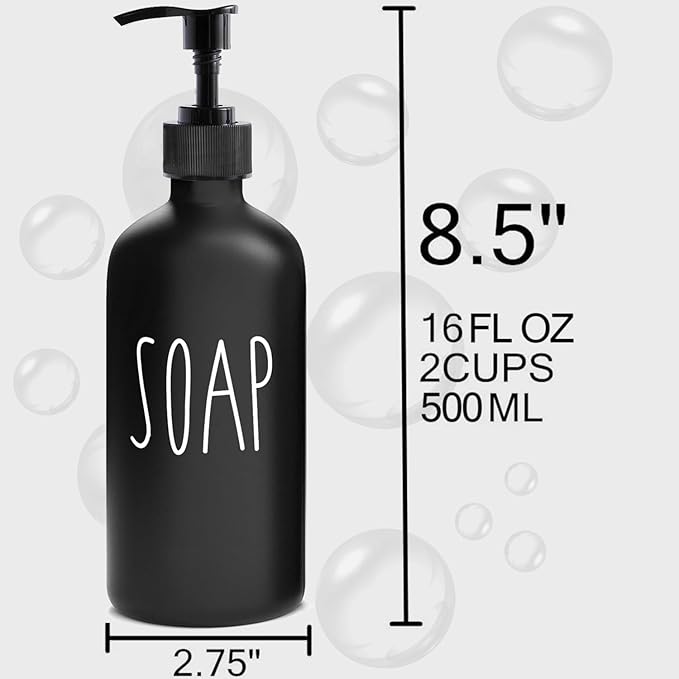 MOMEEMO Matte Black Soap Dispenser Bathroom Set, Contains Lotion and Hand Soap - Image 2