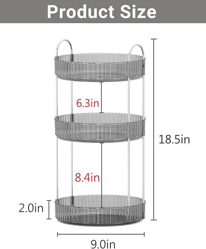 Asayuee 360 Rotating Makeup Organizer, 3 Tier Large Capacity Make Up Organizers - Image 2