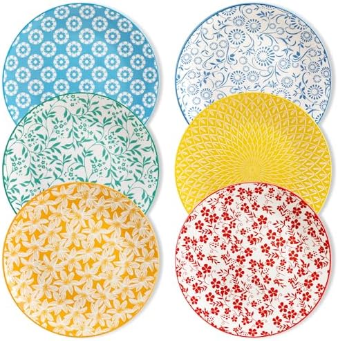 vancasso 10.25" Pastel Dinner Plates Set of 6, Vintage Ceramic