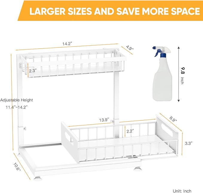 Saydear Under Sink Organizer Storage 2-Tier Premium Metal Pull-Out Kitchen - Image 7