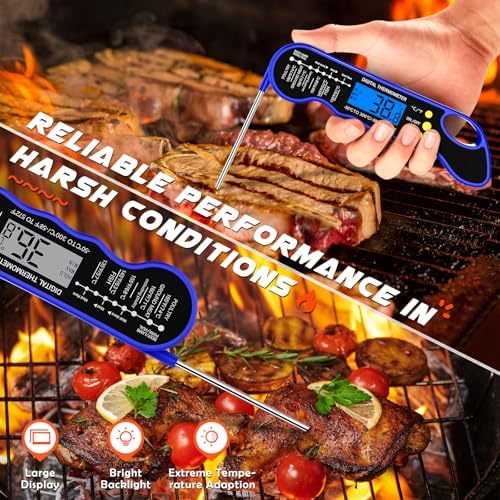 TRAUSI Instant Read Meat Thermometer, Blue