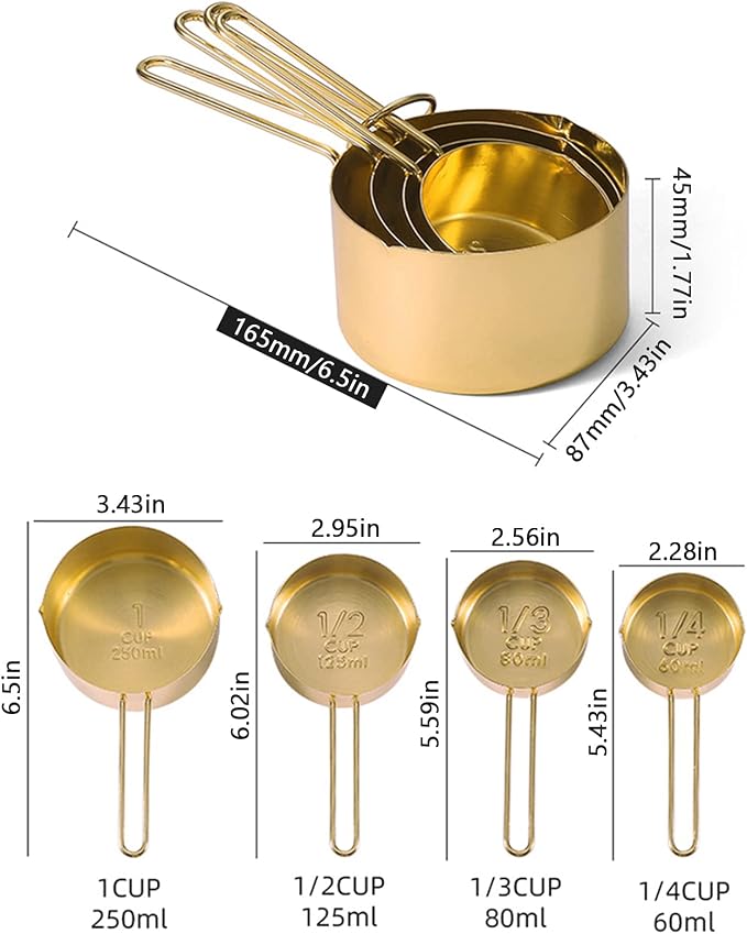 4pcs Stainless Steel Measuring Cups Set Kitchen Accessories Baking Tea Coffee - Image 2