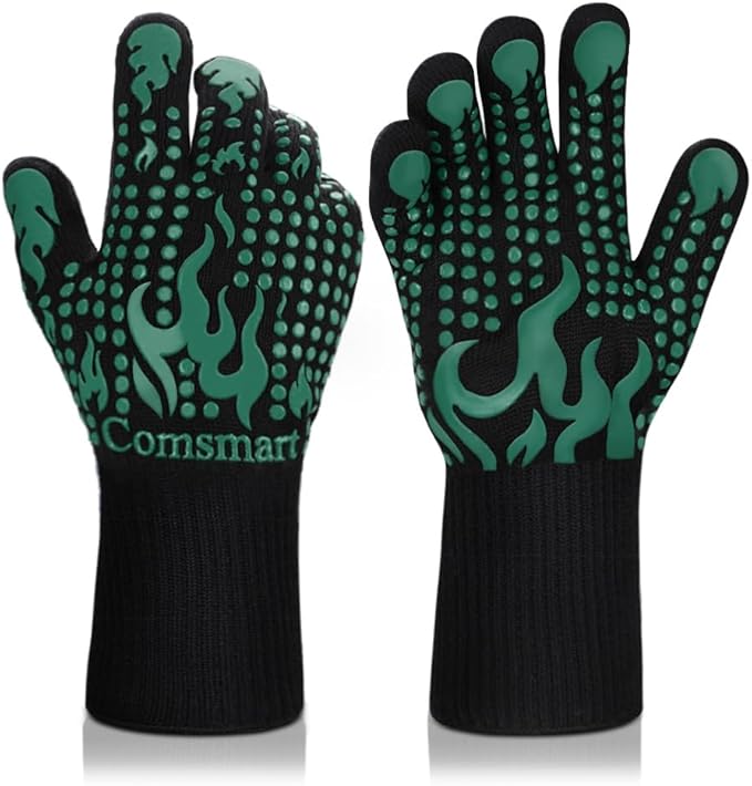 Comsmart BBQ Gloves, 1472°F Heat Resistant Grilling Gloves Silicone Non-Slip by Comsmart