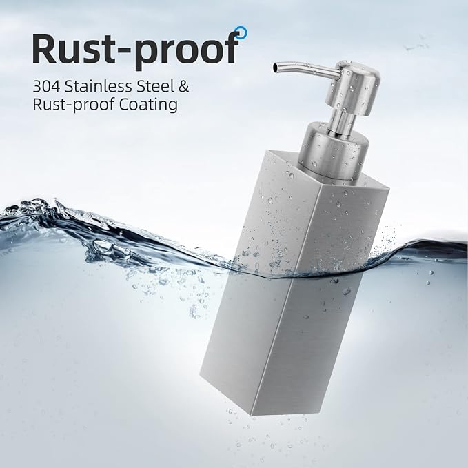 Soap Dispenser with Rust Proof Stainless Steel Pump Refillable - Image 6