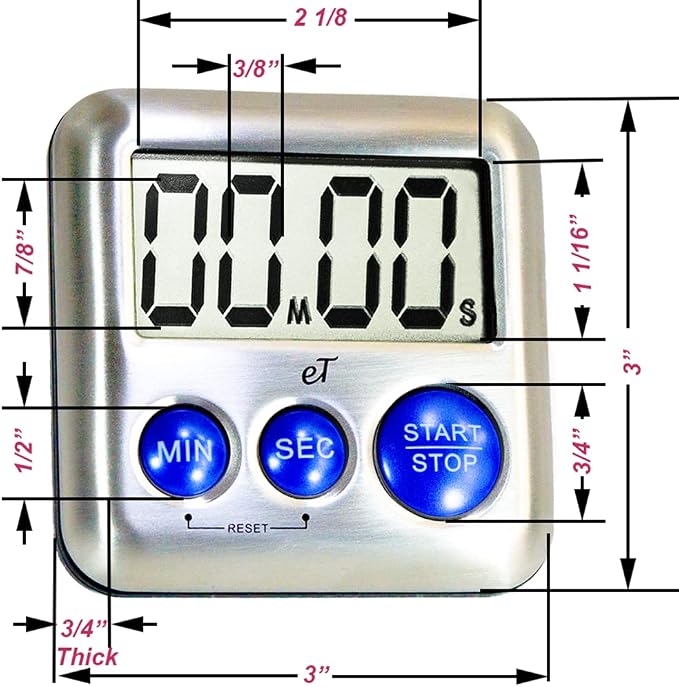 Elegant Digital Kitchen Timer Stainless Steel - Image 4