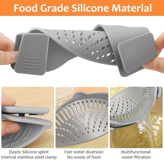 YEVIOR Clip on Strainer for All Pots Pan, Silicone Pasta Strainer Kitchen - Image 4