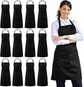 Syntus 12 Pack Bib Apron, Unisex Aprons Adjustable Waterdrop Resistant by Syntus
