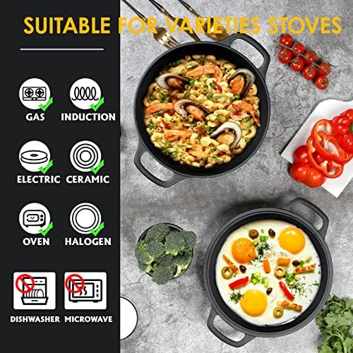 EDGING CASTING 2-in-1 Pre-Seasoned Cast Iron Dutch Oven Pot with