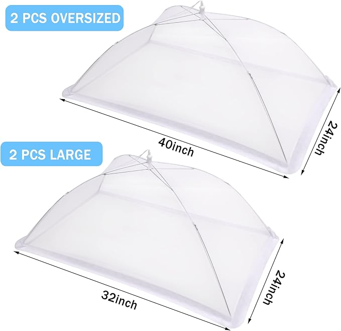JULBEAR 4 Pcs Extra Large Mesh Food Cover Tent Umbrella Food Screen Covers - Image 2
