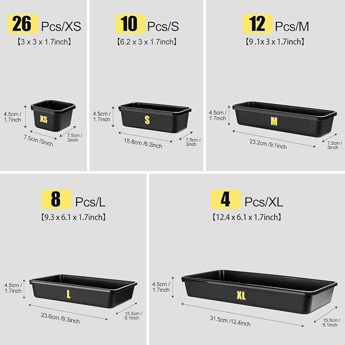 60PCS Tool Box Organizer Tray Divider, More Large Sizes-5 Sizes Desk Drawer - Image 2