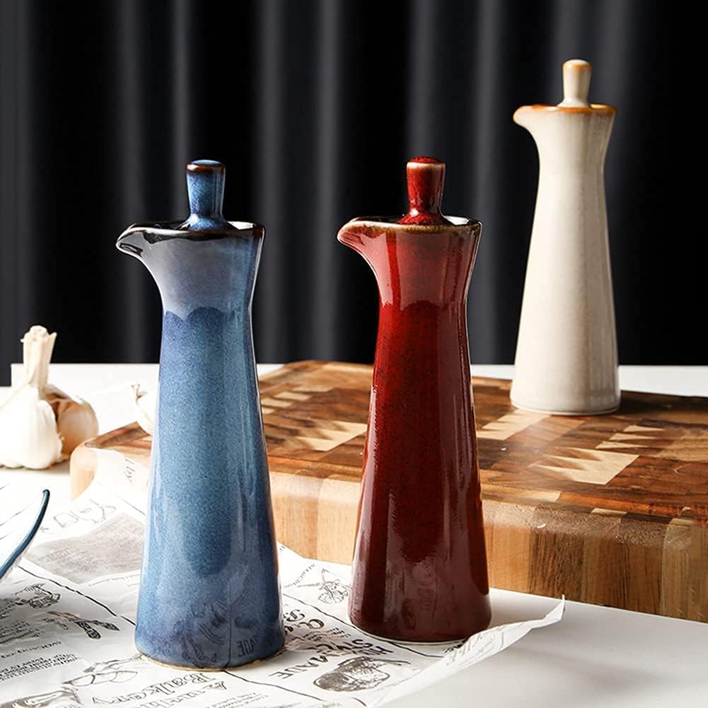 Small Ceramic Olive Oil Dispenser Bottle for Storage Of Oil, Vinegar