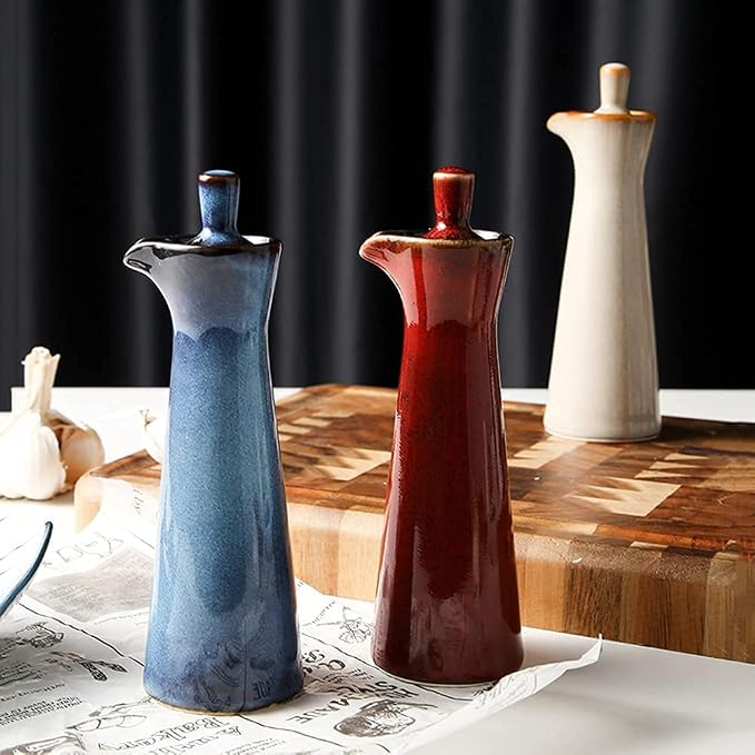 Small Ceramic Olive Oil Dispenser Bottle - Image 6