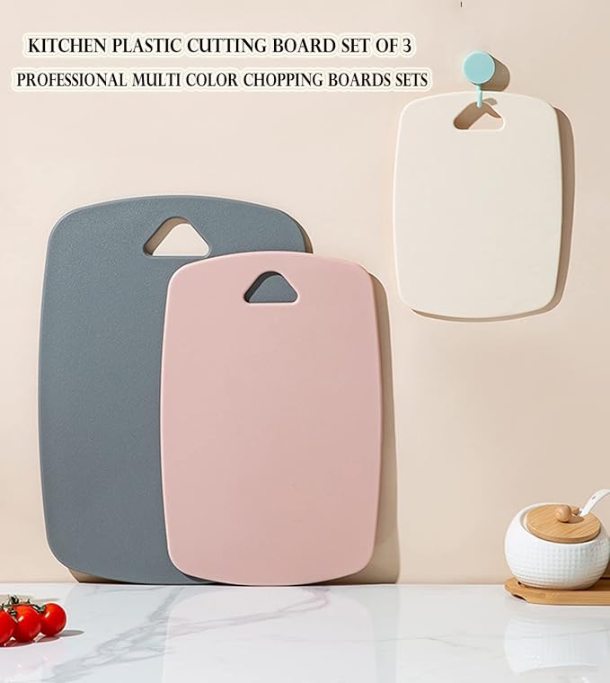 Cutting Boards for Kitchen, Plastic Cutting Board Set of 3, Thick Chopping - Image 7