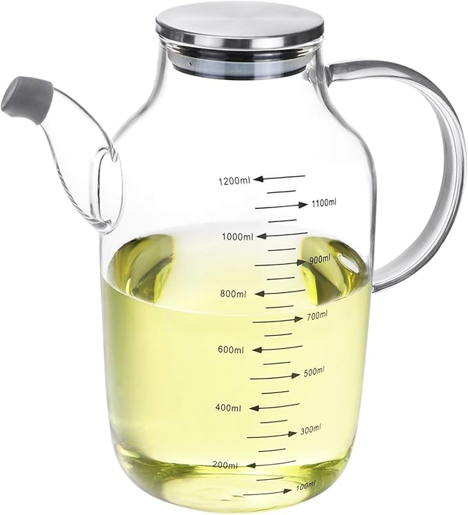 QWORK 1200ML/40Oz Large Glass Cooking Oil Bottle by QWORK