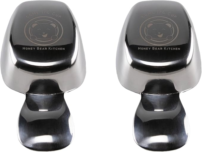 Honey Bear Kitchen 1/4 Cup 60 ml Leave-in Canister Scoops, Polished Stainless by HONEYBEARKITCHEN