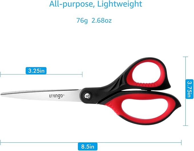 LIVINGO 8.5" Scissors All Purpose, 3 Pack Ultra Sharp Blade Shears, - Image 2