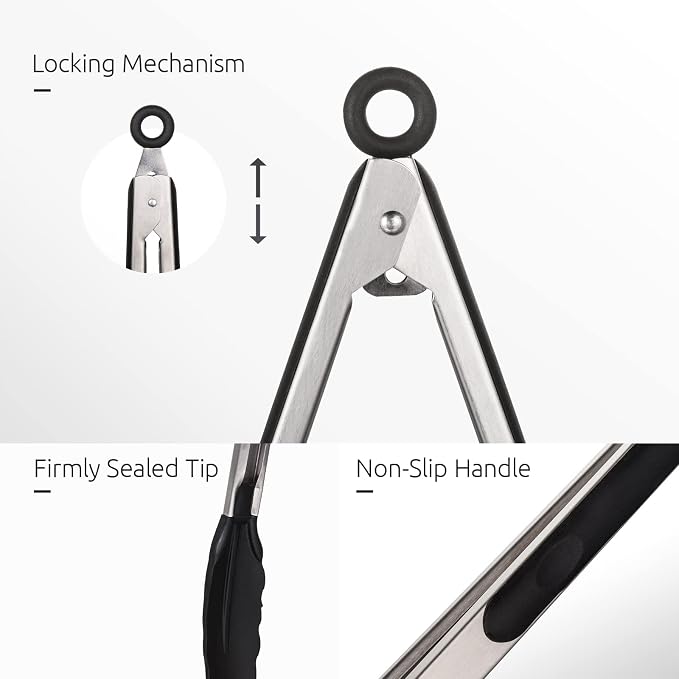 Kitchen Tongs, U-Taste 7/9/12 inches Cooking Tongs, - Image 6