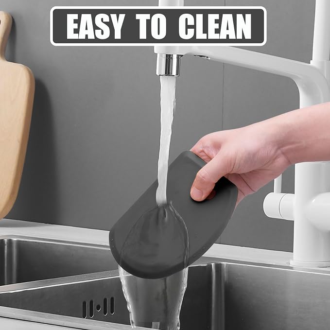 Silicone Dough Scraper with Stainless Steel Sheet, Curved Edge Flexible Bowl - Image 7