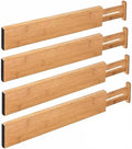 4 Pack Adjustable Bamboo Drawer Dividers 17–22.25 Inch – Expandable