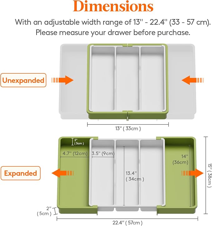 Lifewit Utensil Organizer for Kitchen Drawers, Expandable Cooking Utensil Tray - Image 2