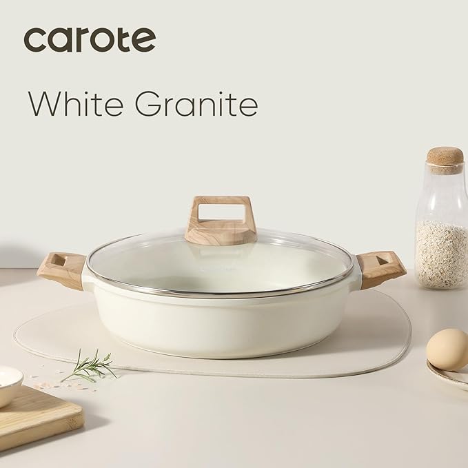CAROTE Nonstick Stock Pot with Lid Soup Pot, 4 Quart with Lid, Casserole Super - Image 6