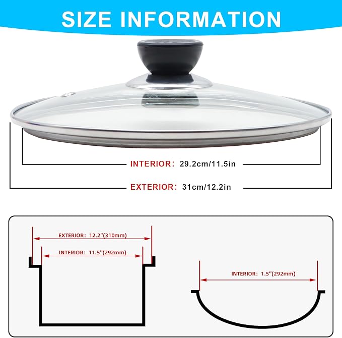Glass Lid for Frying Pan Tempered Glass Pot Lid - Image 2