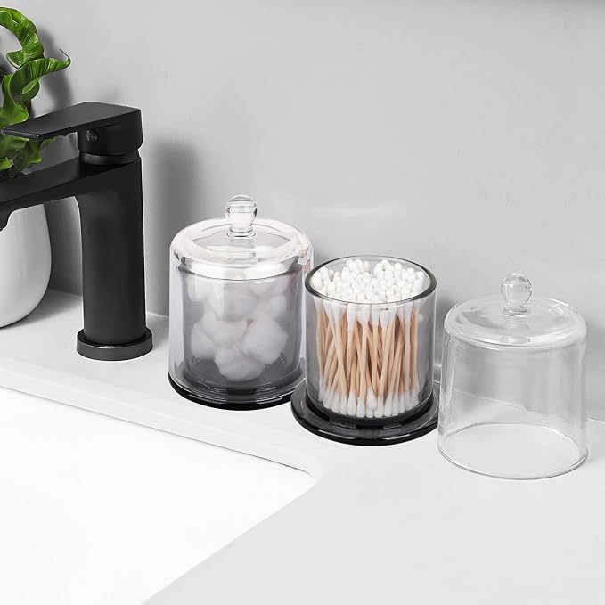 rejomiik 2 Pack Qtip Holder Thick Glass Apothecary Jars - Image 4