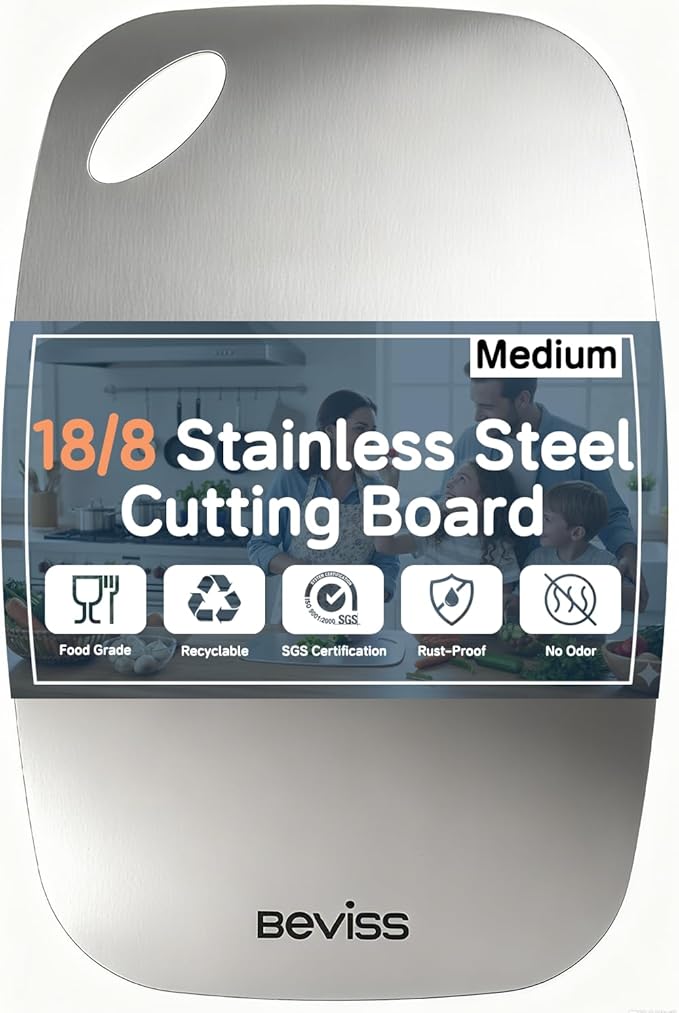 Cutting Board Non-Toxic, 304 Stainless Steel Cutting Board Double Sided by HOME