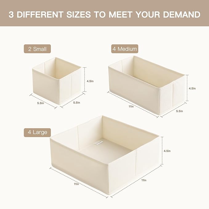 Criusia Drawer Organizer Clothes, 10 Pack Dresser Organizer - Image 2
