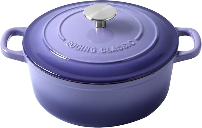 EDGING CASTING Enameled Cast Iron Duch Oven, 5.5 Quart Round Dutch Ovens Pot by EDGINGCOOKWARE