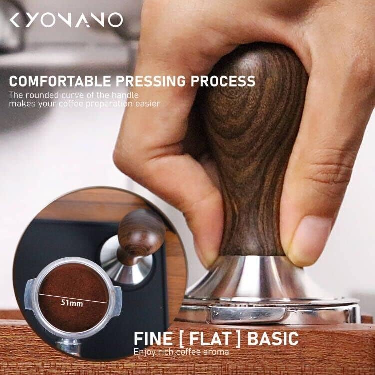 KYONANO Espresso Tamper 51mm - Tamper with Chacate Preto Wood Handle