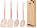 Pack of 4 Silicone Cooking Utensils Set, Non Stick Large Solid Spatulas by BUNDLEPRO