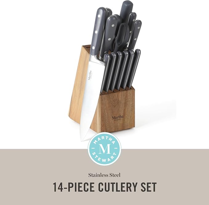MARTHA STEWART Eastwalk 14 Piece High Carbon Stainless Steel Cutlery Knife - Image 2