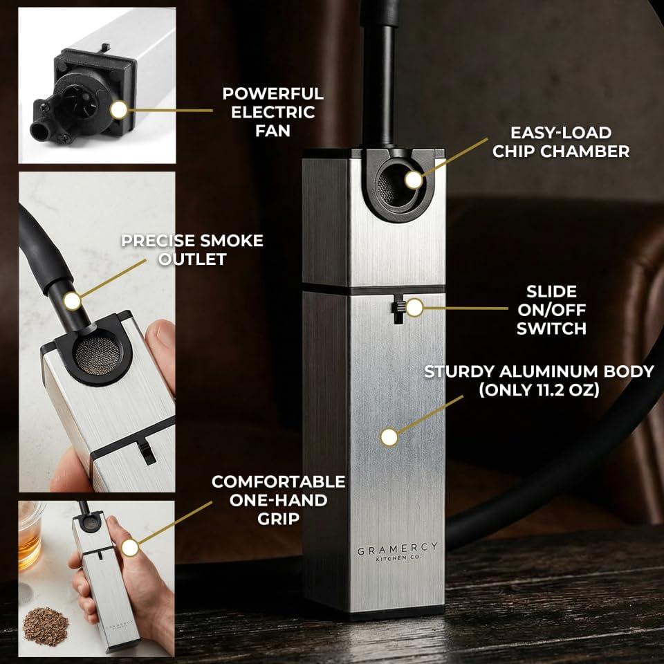 Gramercy Cocktail Smoker Kit - Indoor Drink & Food Infuser with Wood