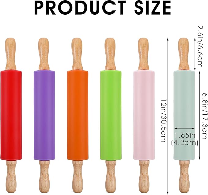 6 Pack Small Rolling Pins for Kids, Silicone Rolling Pin - Image 2