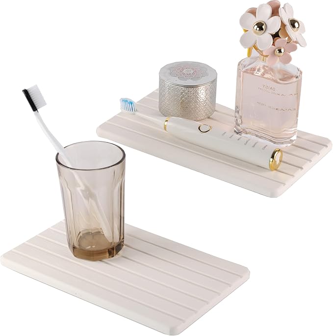 NiuYichee 2 PCS Water Absorbent diatomite Coasters, 9.5" x 5.5" Water Absorbing by NiuYichee