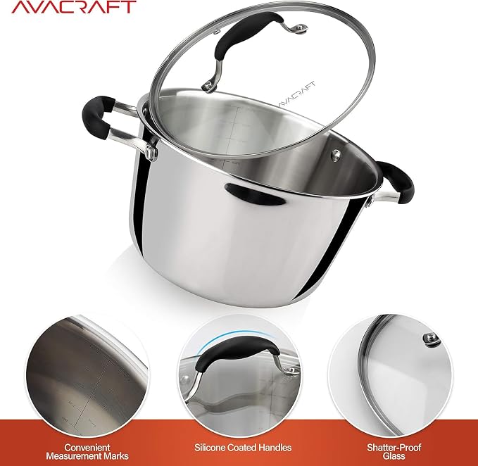 AVACRAFT 18/10 Tri-Ply Stainless Steel 5 Quart Dutch Oven Pot - Image 5