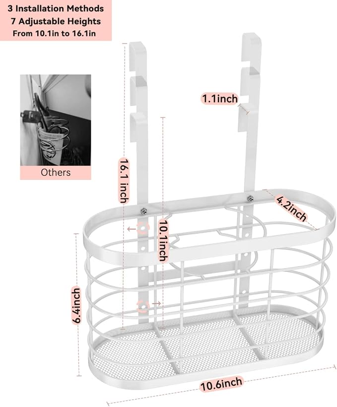 Hair Dryer Holder 3 in 1 Hair Tool Organizer Djustable Height Wall - Image 4