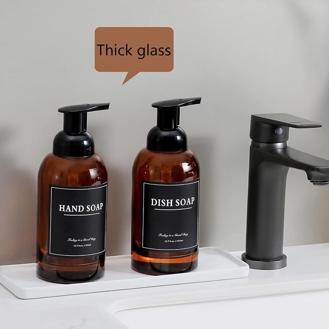 rejomiik 2 Pack Foaming Soap Dispenser Thick Glass Foam Hand Soap Dispenser - Image 3