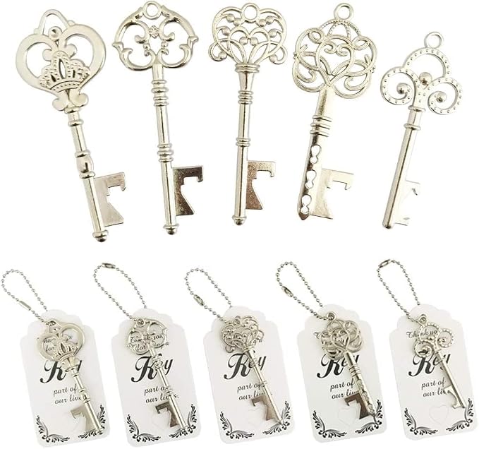 WODEGIFT 50pcs Vintage Skeleton Key Bottle Opener, Bridal Shower Favors - Image 2