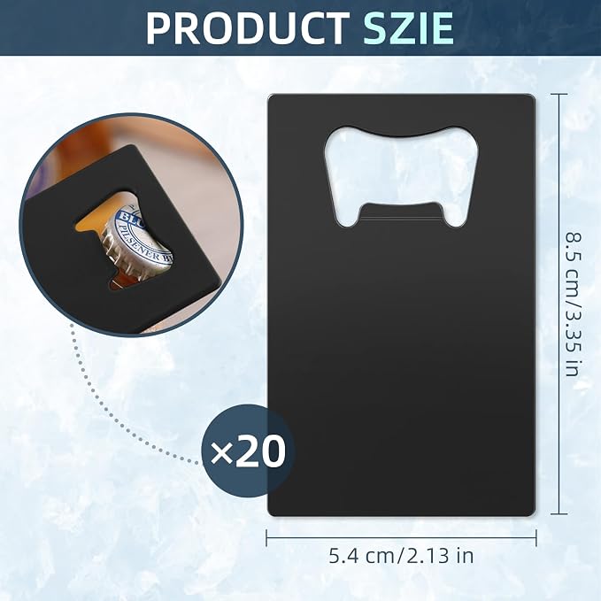 20 Pcs Stainless Steel Metal Card Beer Bottle Openers, DIY Party Favor Wedding - Image 2