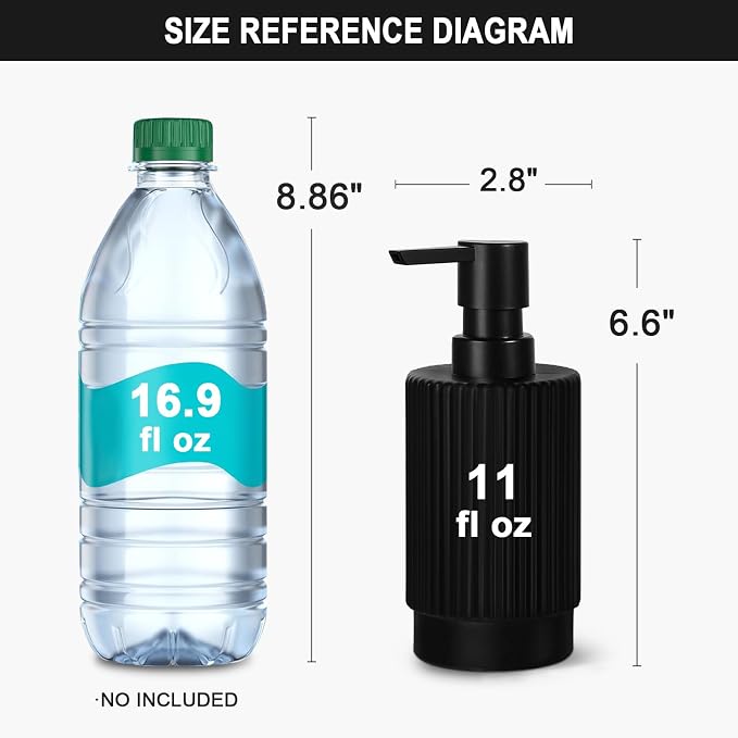VIMERPA Black Soap Dispenser, 11 fl oz Hand Soap Dispensers - Image 2
