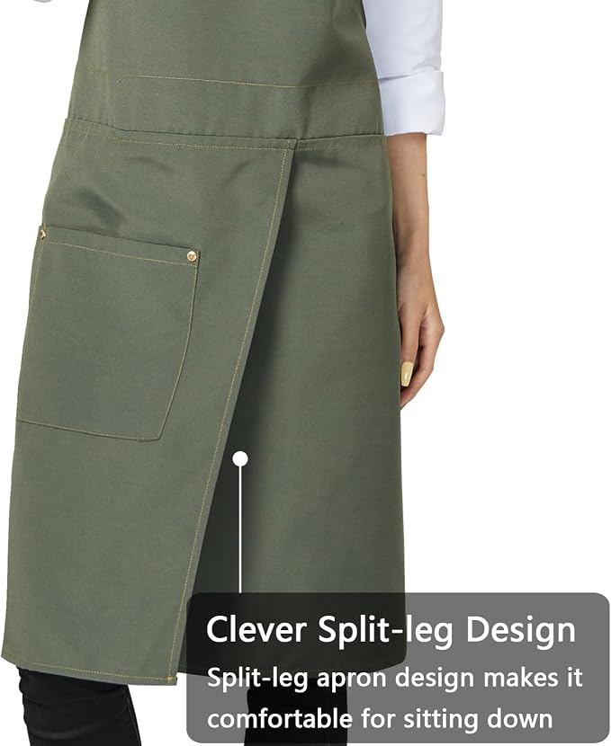 KITCHIEF Pottery Apron Split Leg, Cross Back Chef Apron - Image 2