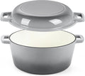 P&P CHEF 5Qt Dutch Oven Pot for Bread Baking, 2 In 1 Round Cast Iron Dutch Oven by PPCHEF