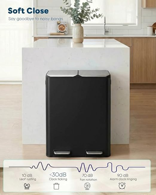 ComfyCorner 16 Gal Dual Trash Can, Stainless Steel Kitchen Garbage Bin - Image 7