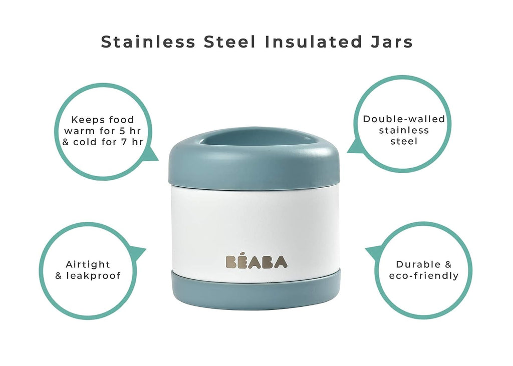 Beaba Stainless Steel Insulated Food Jar 10 oz, Kids insulated, Lunch