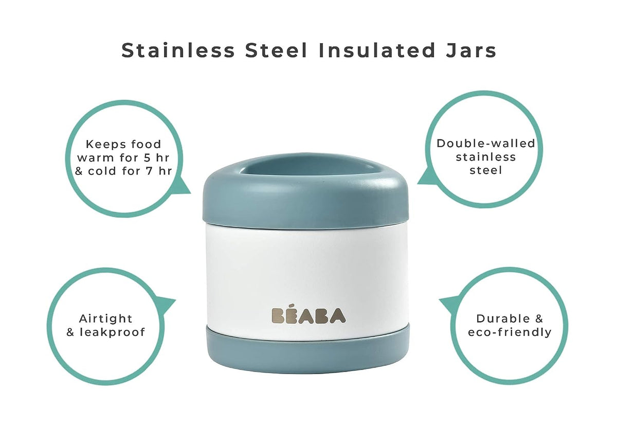 Beaba Stainless Steel Insulated Food Jar 10 oz, Kids insulated, Lunch