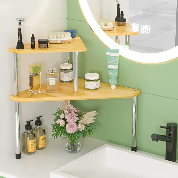 Weenson Bathroom Organizer Countertop Corner Shelf – 2 Tier Bathroom - Image 3